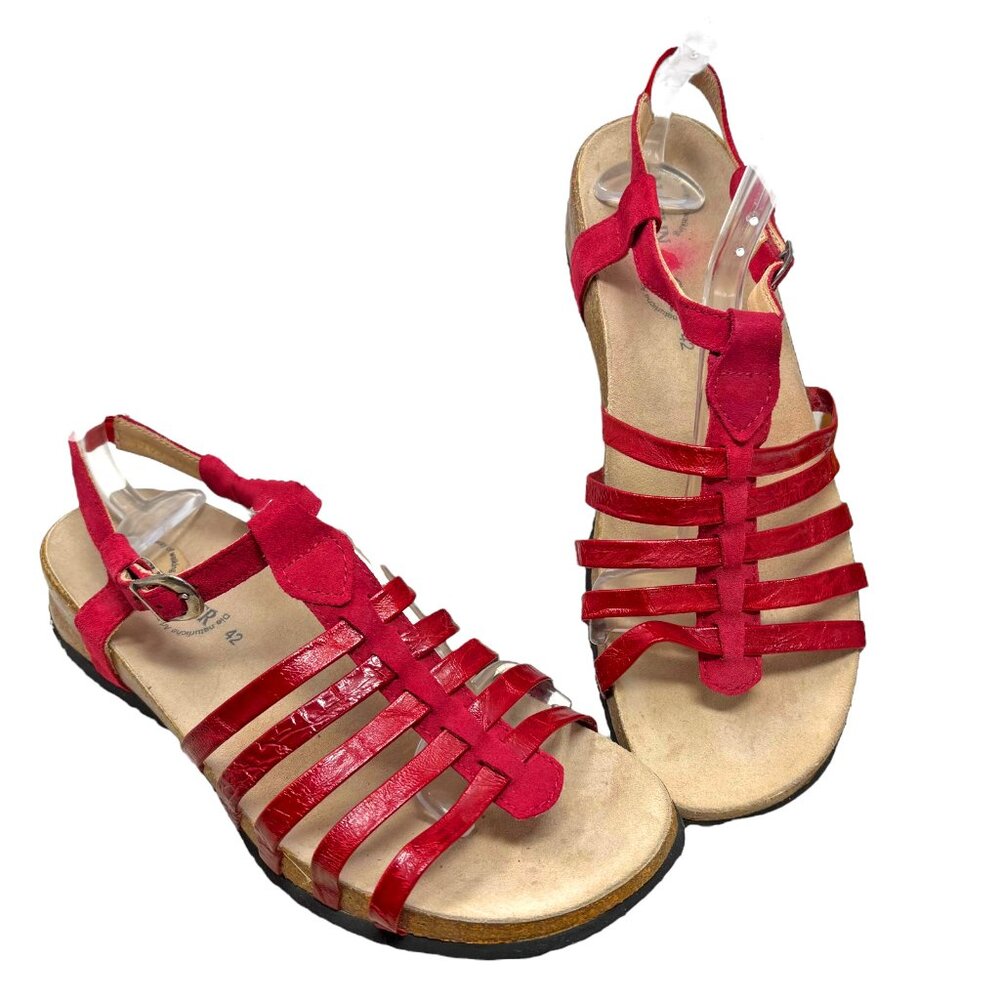 Haflinger Dahlia Red‎ Leather Gladiator Comfort Walking Sandals
